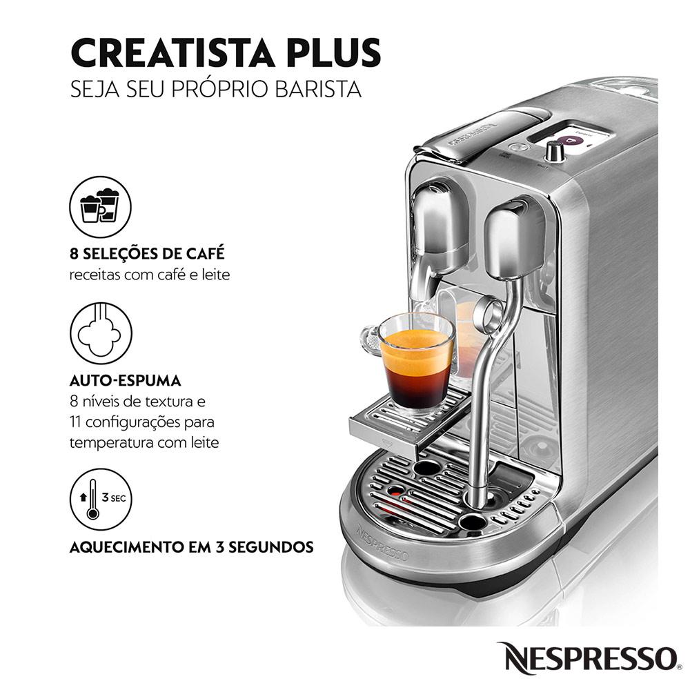 Cafeteira Nespresso Creatista Plus Cromada para Café Espresso - J520-BR-ME-NE